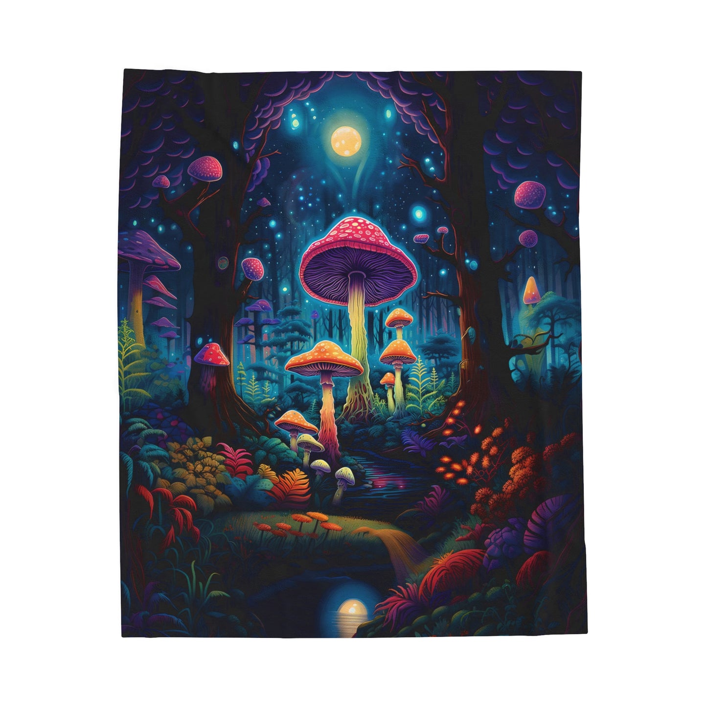 Mystical Mushroom Velveteen Plush Blanket | Witchy & Cottagecore Aesthetic | College Dorm, Living Room | Gift for Birthdays, Christmas