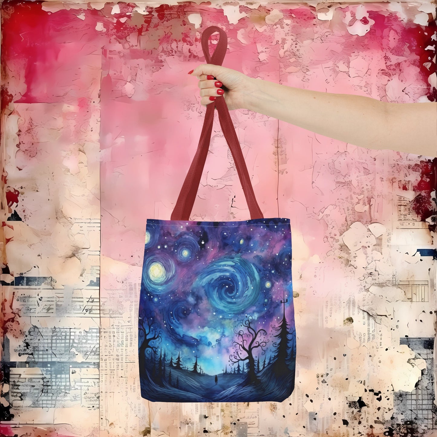 Swirly Sky Landscape Oil Painting Tote Bag