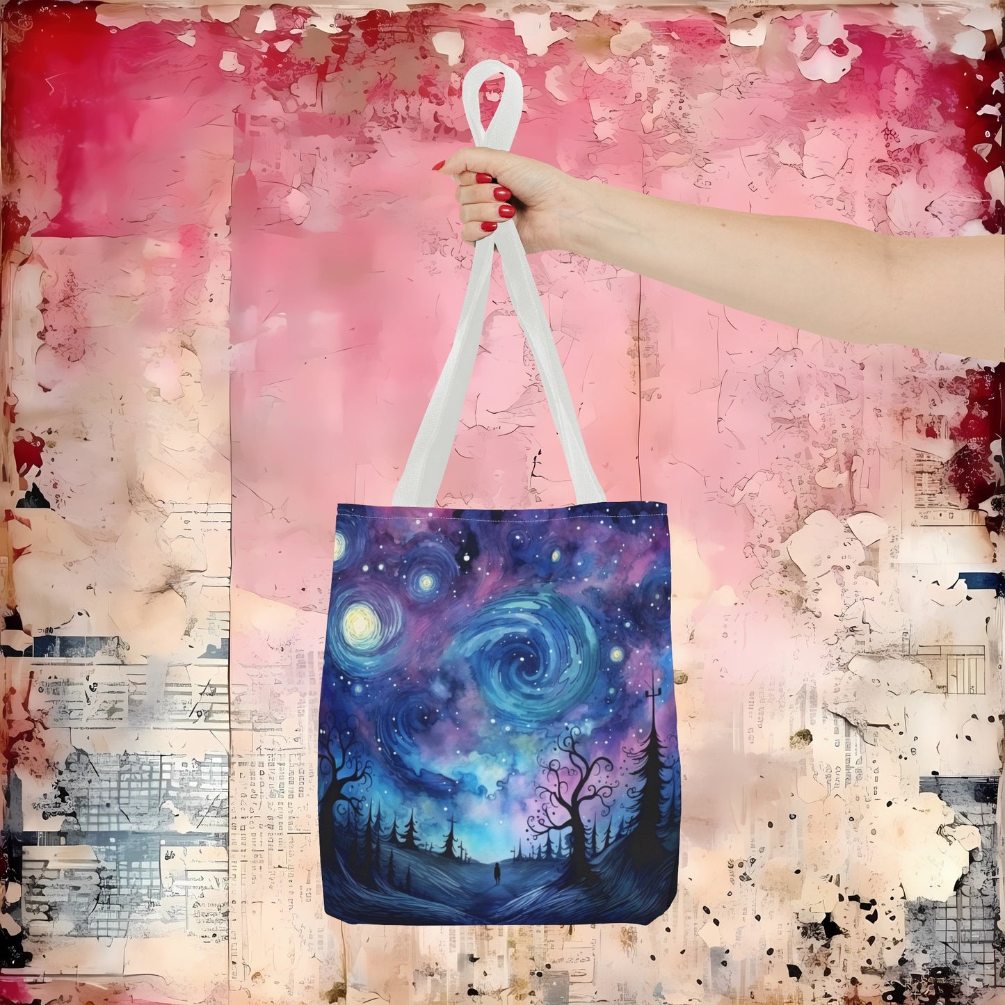 Swirly Sky Landscape Oil Painting Tote Bag