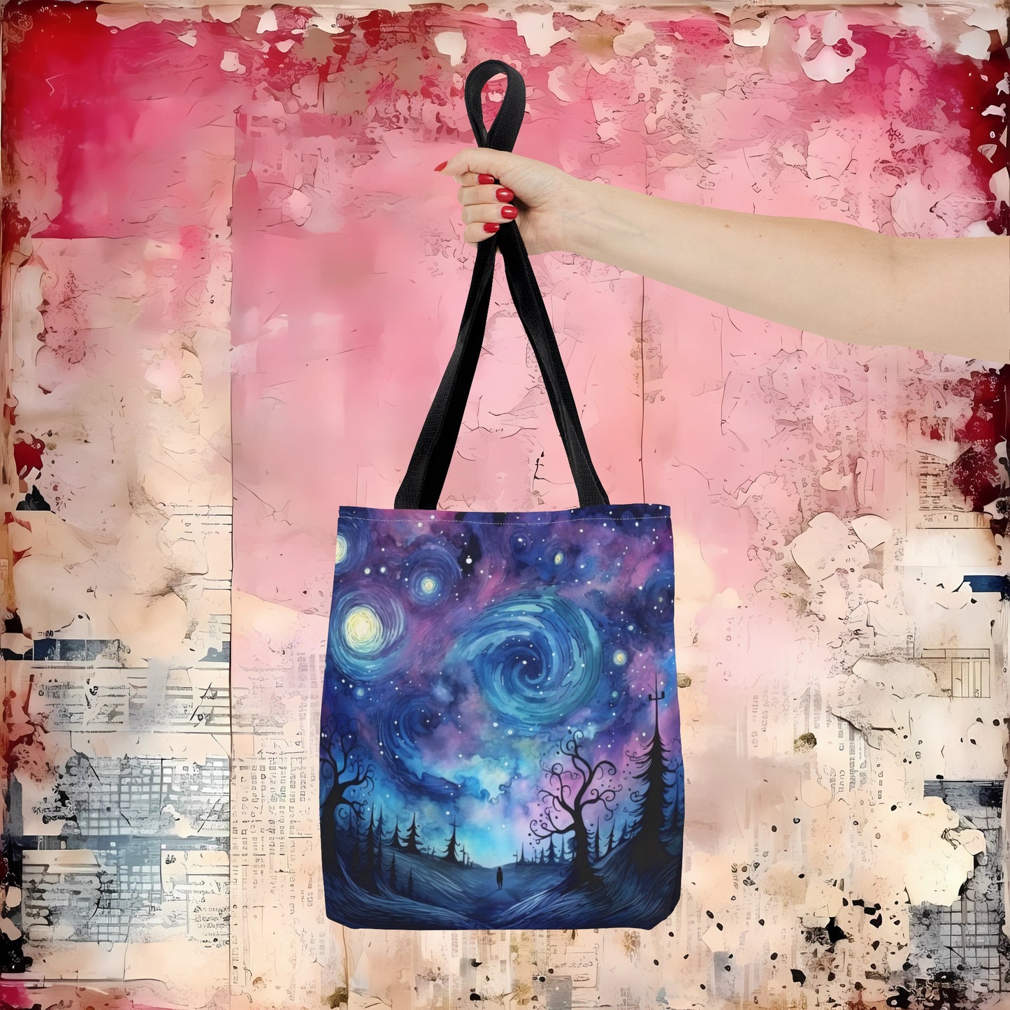 Swirly Sky Landscape Oil Painting Tote Bag