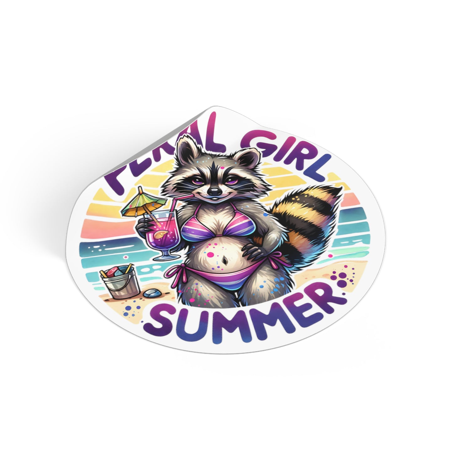 Sassy Summer Girl - Round Vinyl Stickers