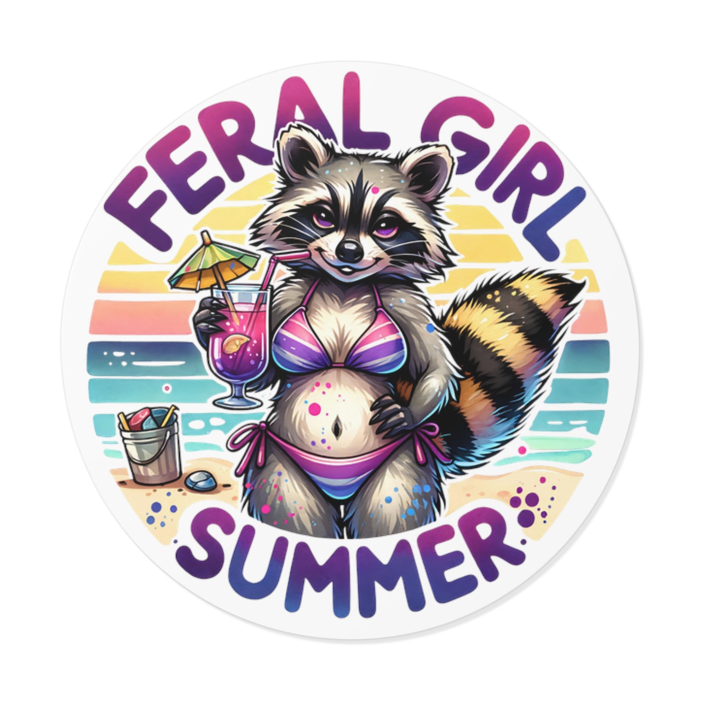 Sassy Summer Girl - Round Vinyl Stickers