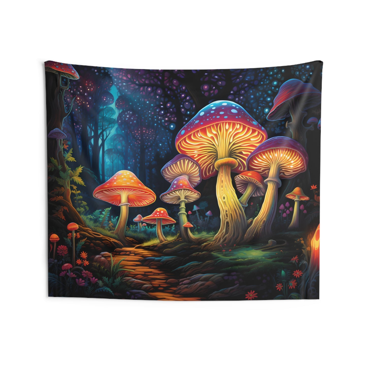 Enchanted Mushroom Forest Tapestry | Witchy & Cottagecore Aesthetic | Perfect for College Dorm, Living Room Decor | Gift Idea