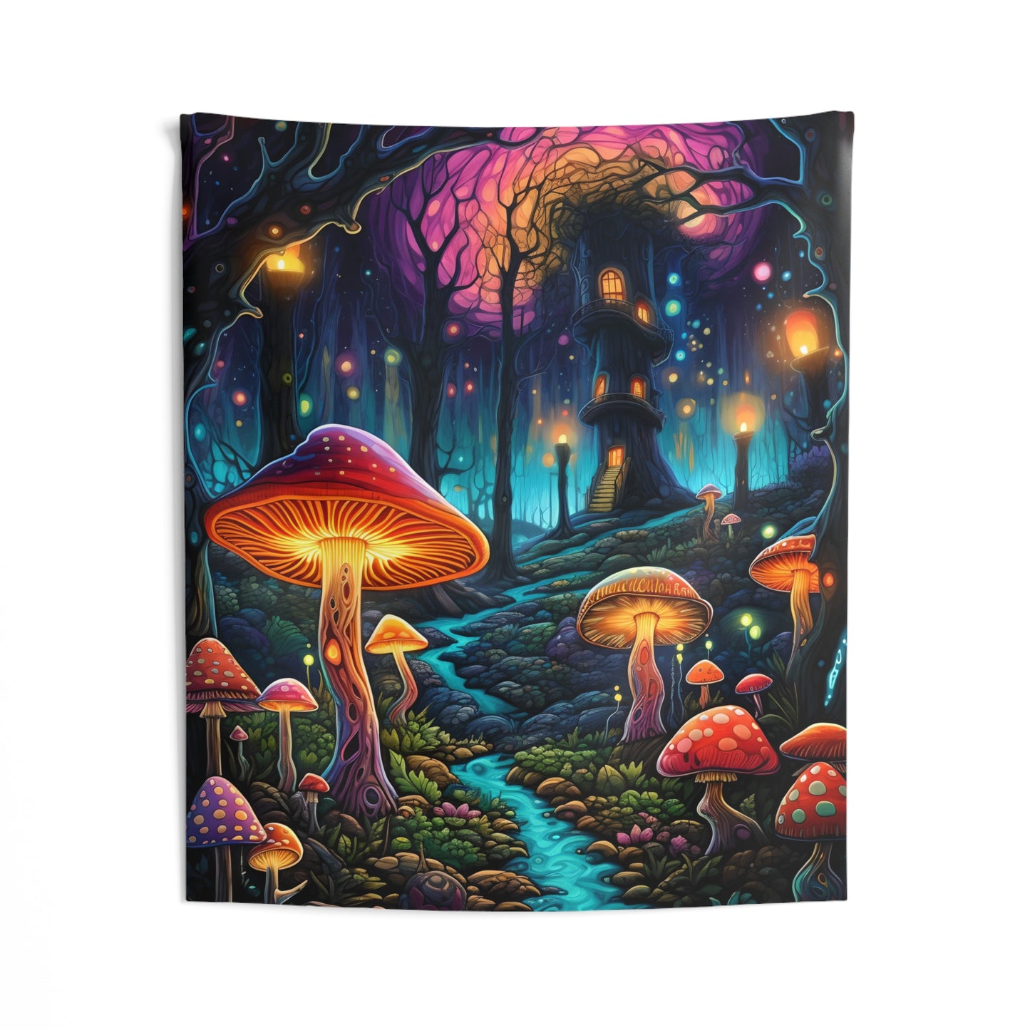 Enchanted Mushroom Forest Tapestry | Witchy & Cottagecore Aesthetic | Unique Wall Art for Dorms, Living Rooms | Gift