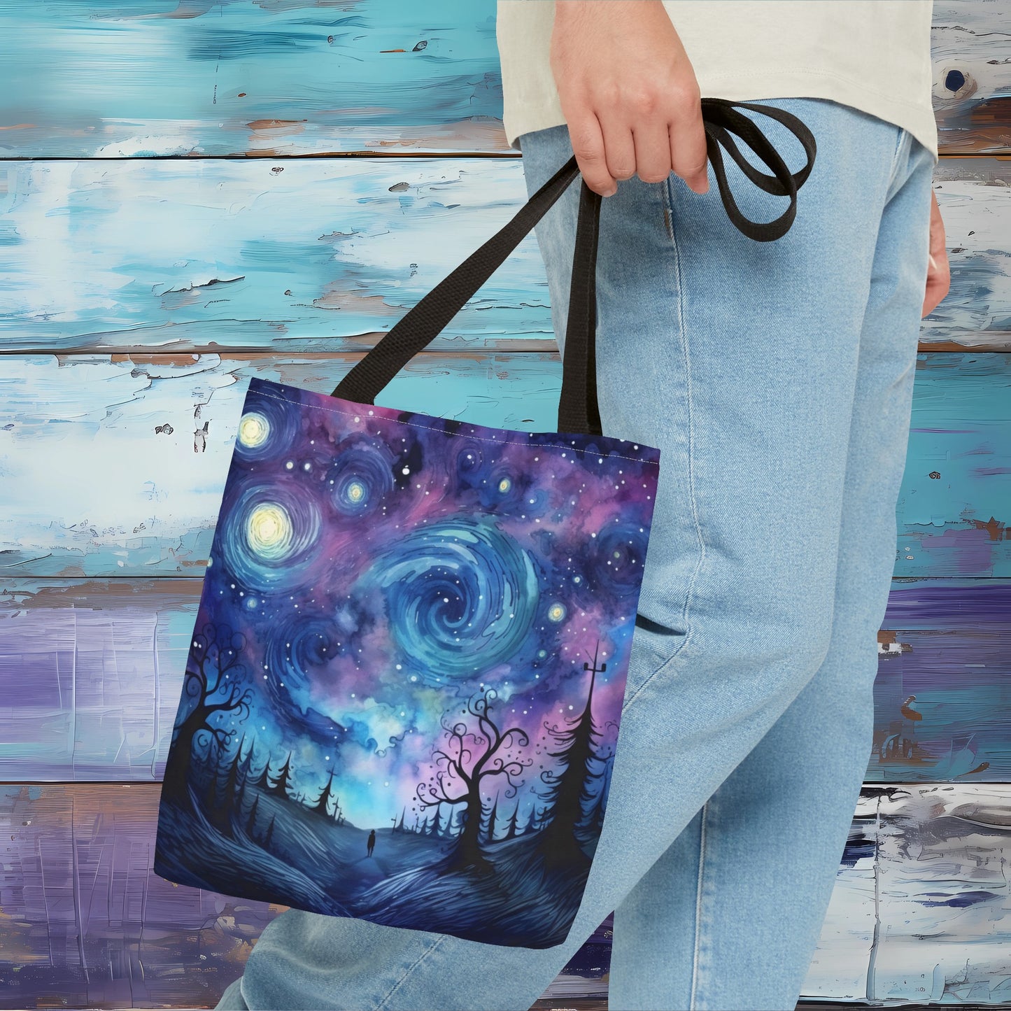 Swirly Sky Landscape Oil Painting Tote Bag