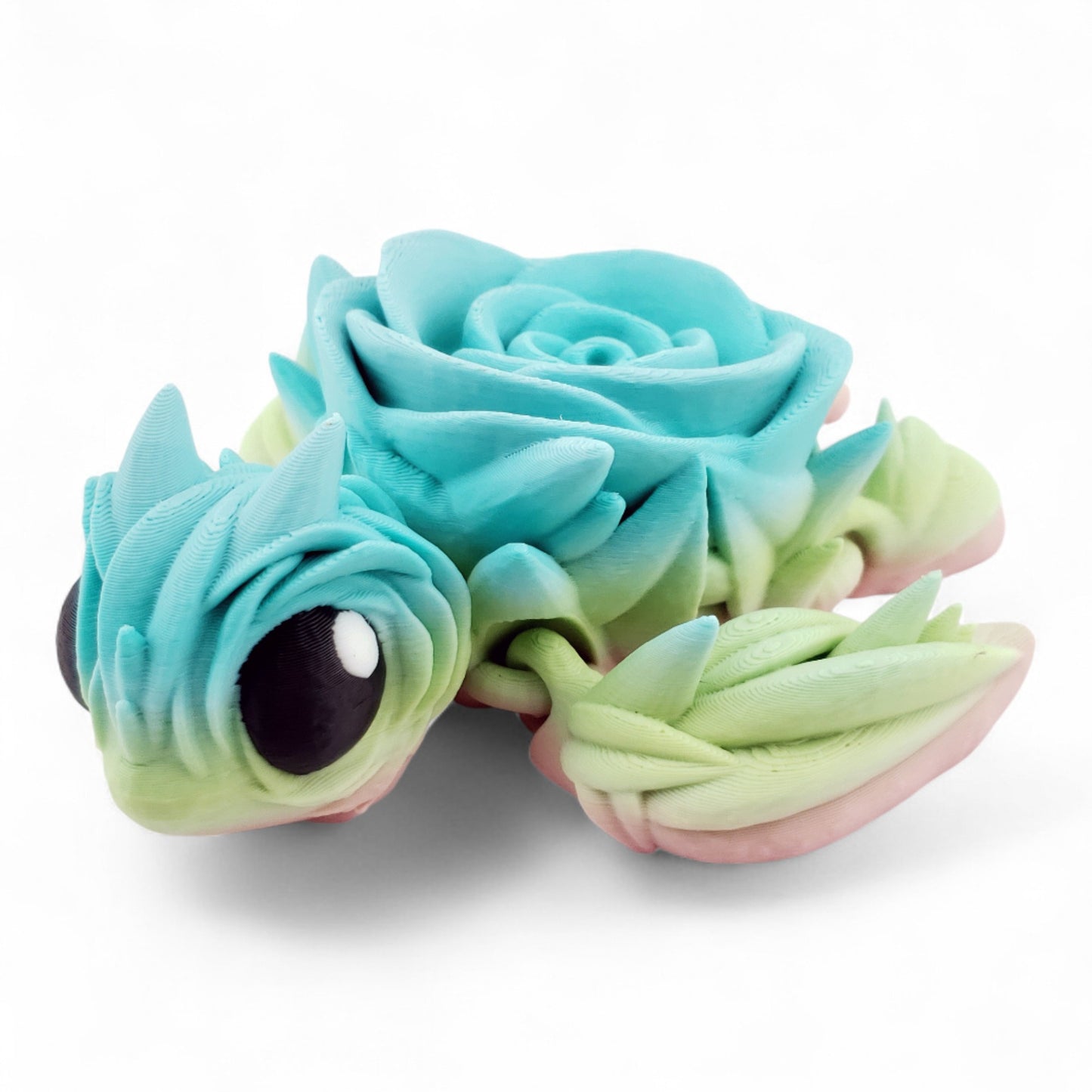 Rose Turtle – Articulated 3D Printed Collectible | Floral-Themed Turtle Desk or Shelf Decor