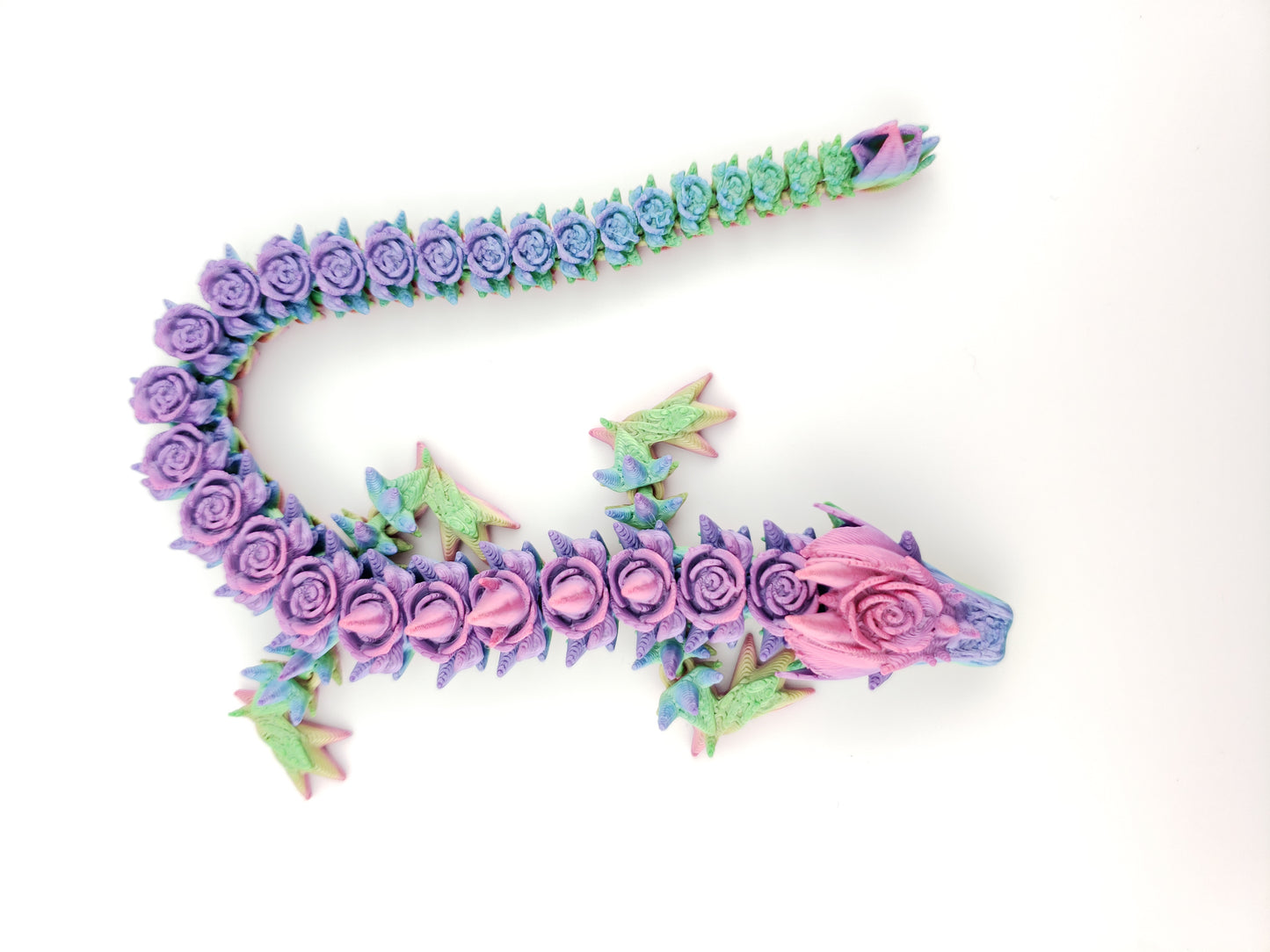 Articulated Rose Dragon - 3D Printed Fantasy Creature - Home/Desk Decor