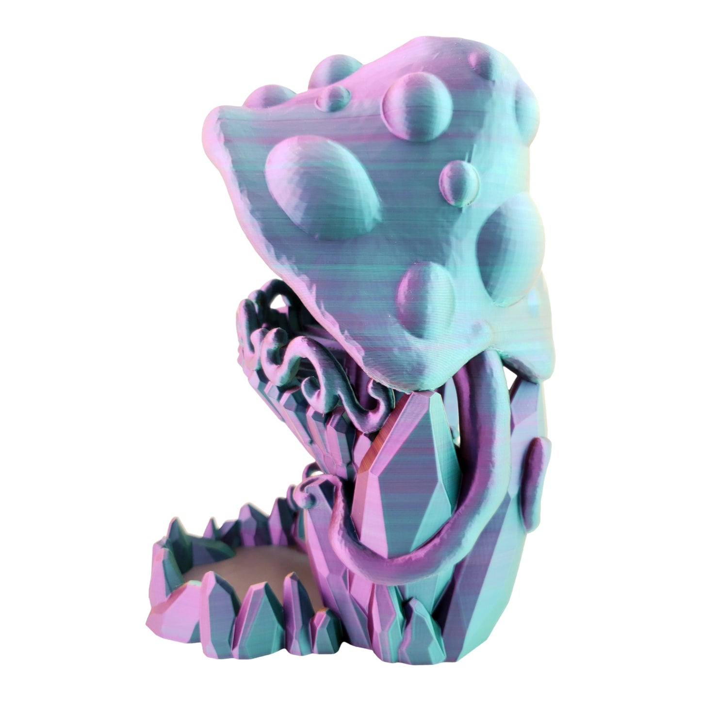 Crystal Mushroom Dice Tower – 3D Printed Fantasy RPG Accessory | Multiple Sizes & Colors | Optional Dragon Companion