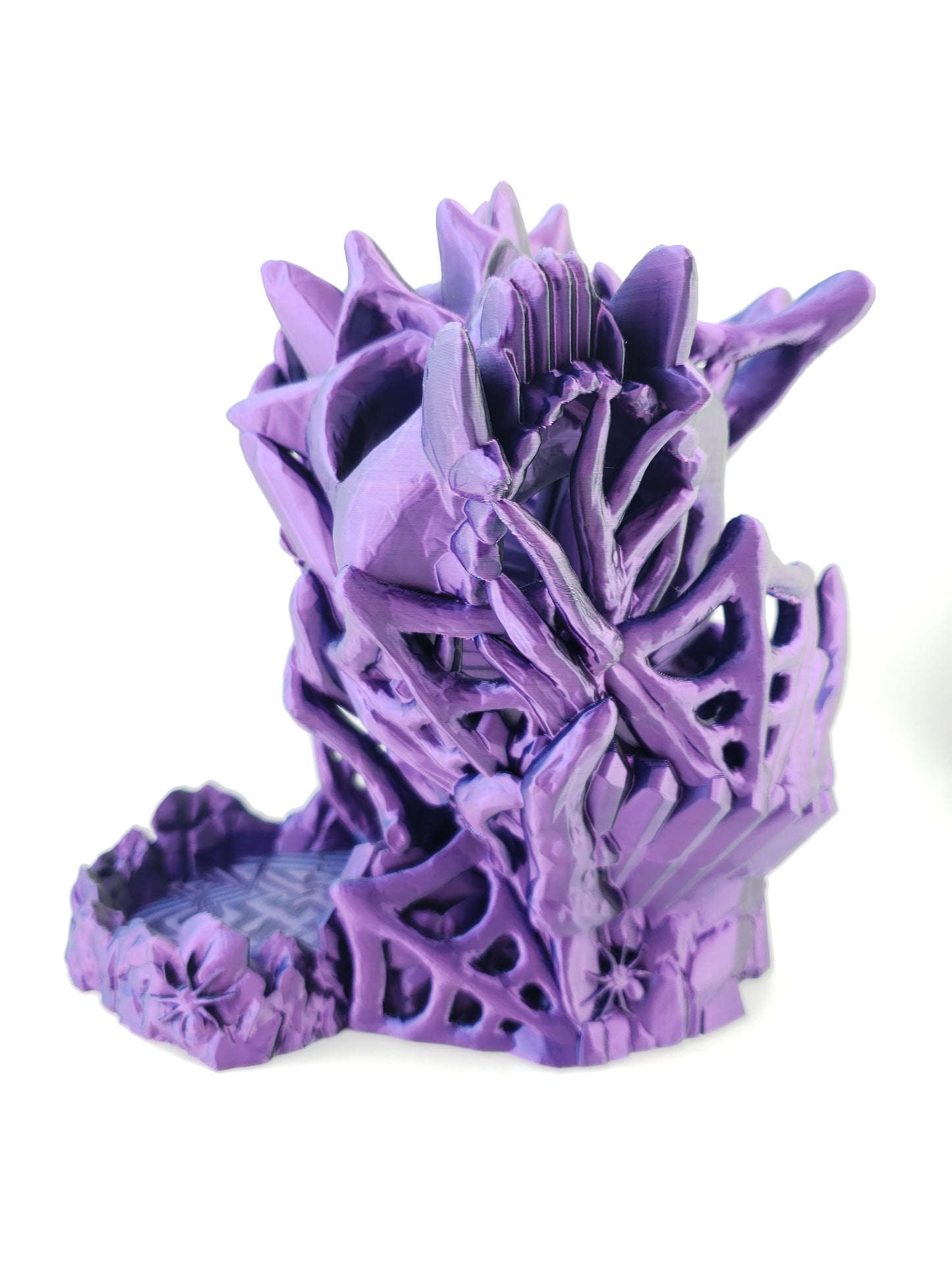 Wicked Skull and Spider Webbed Dice Tower - 3D Printed for Tabletop Gaming - Roleplay Game Die Roller - Desk Decor Figure