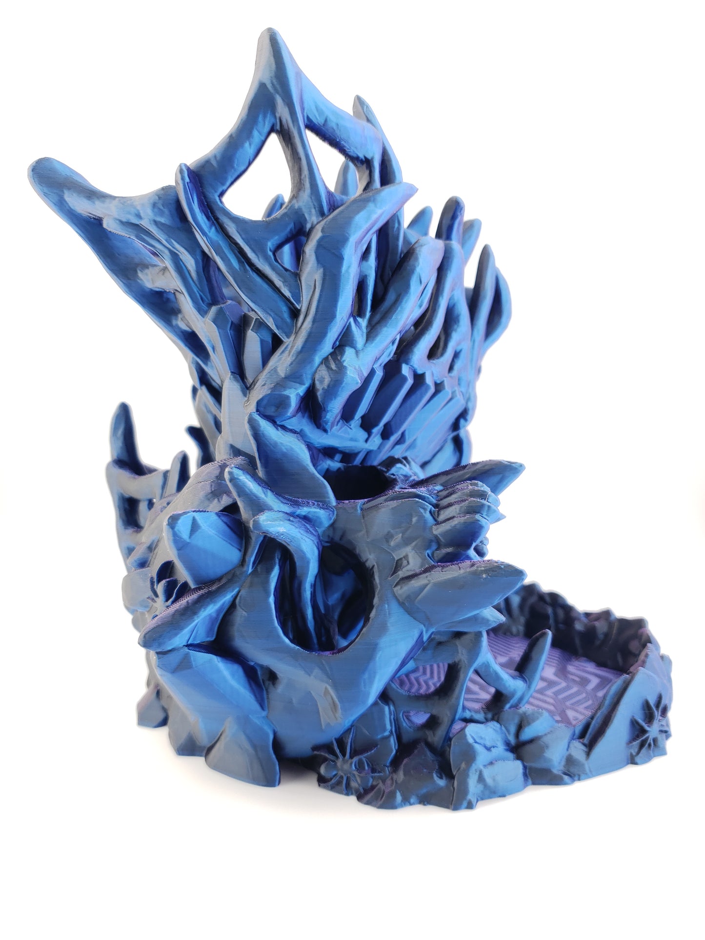 Wicked Skull and Spider Webbed Dice Tower - 3D Printed for Tabletop Gaming - Roleplay Game Die Roller - Desk Decor Figure