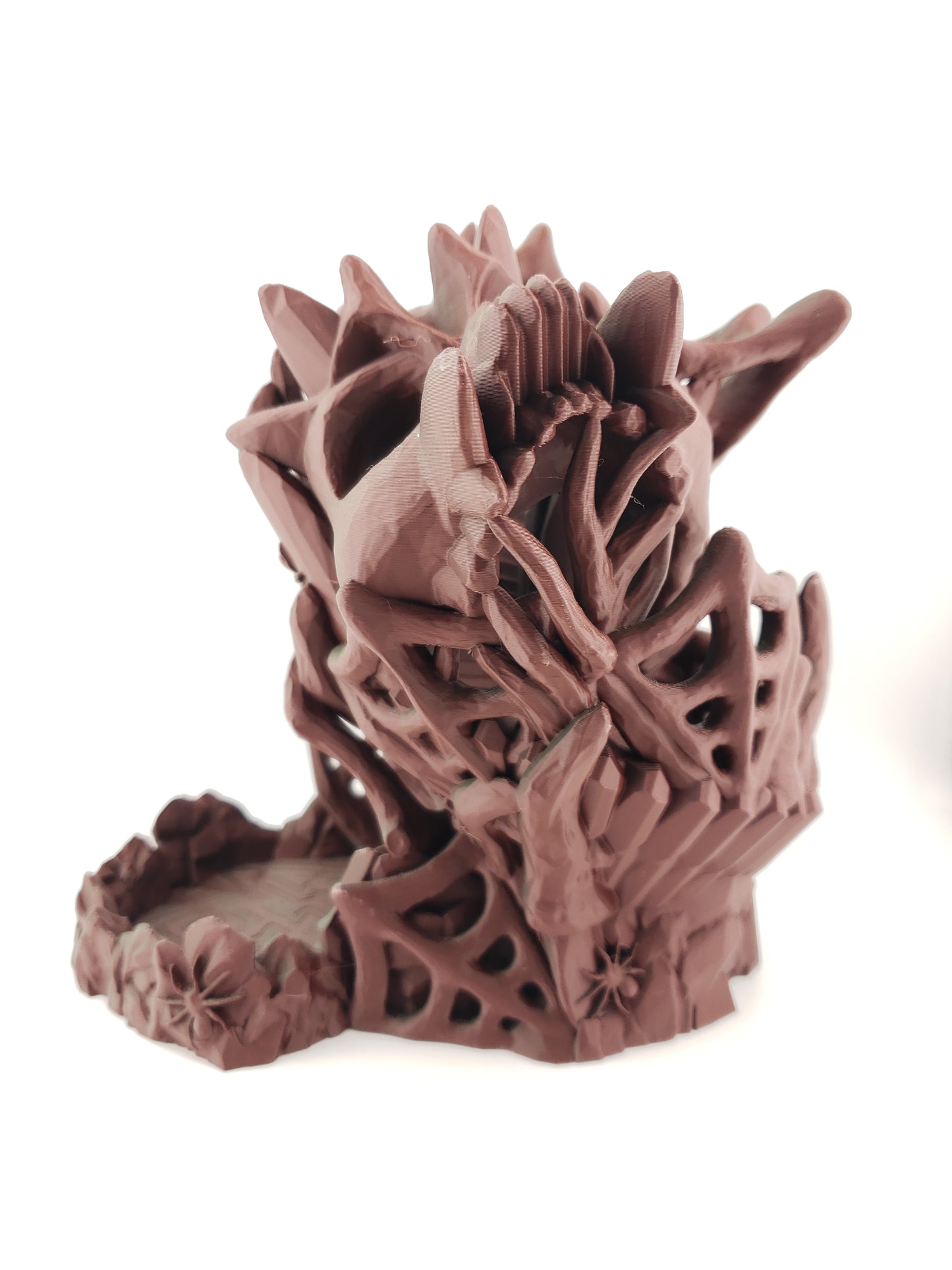 Wicked Skull and Spider Webbed Dice Tower - 3D Printed for Tabletop Gaming - Roleplay Game Die Roller - Desk Decor Figure