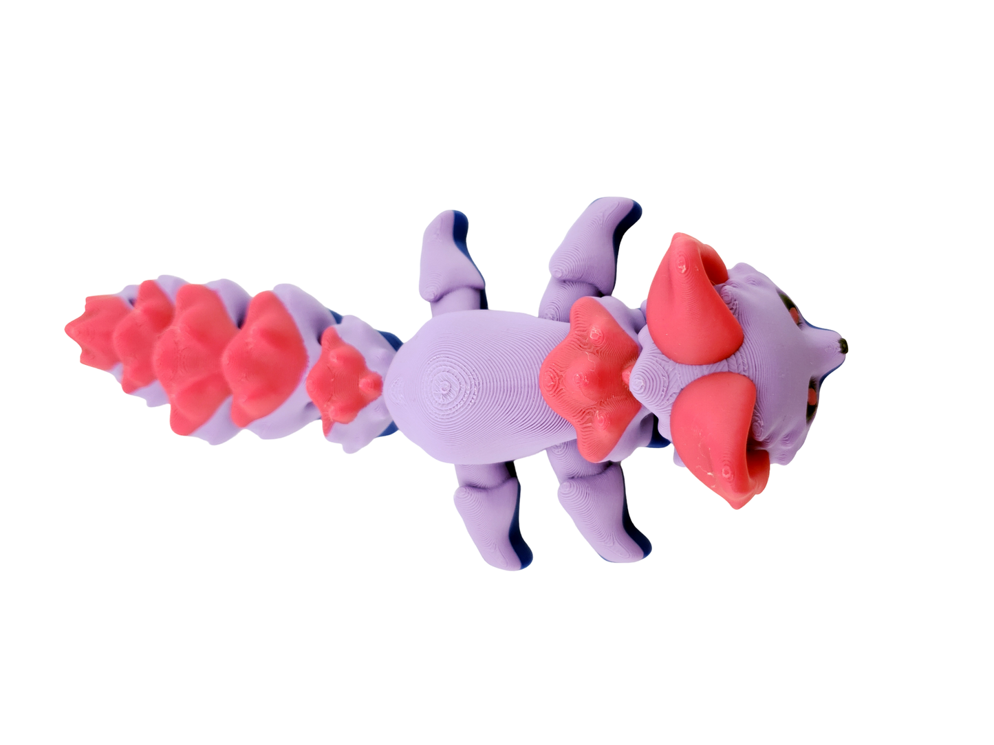 Articulated Bi Pride Fox 7.5 Inches - 3D Printed Fantasy Creature - Authorized Seller - Desktop Decor Figure