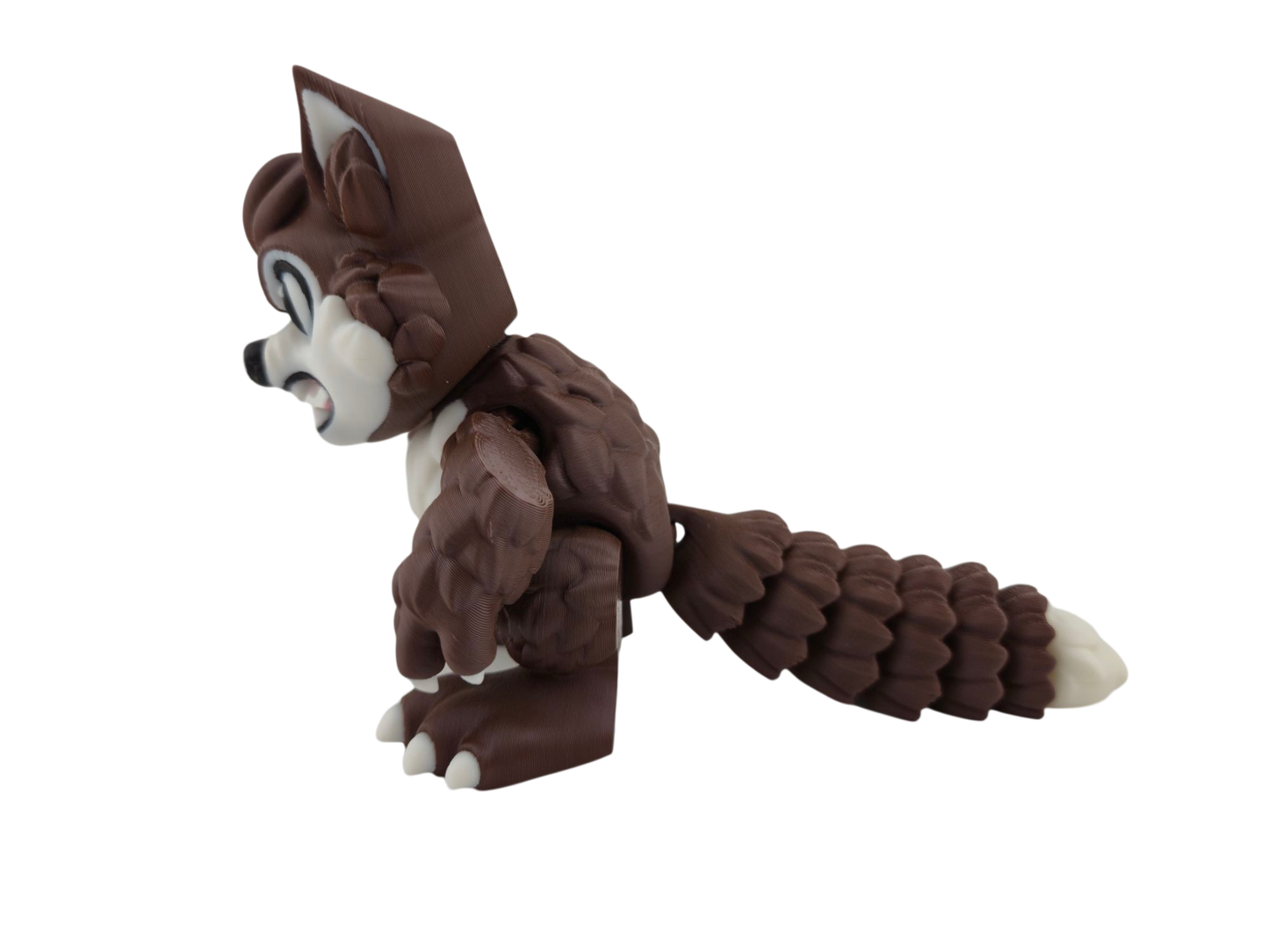Articulated Werewolf Figure, 4 Inch Brown and White Poseable 3D Printed Character