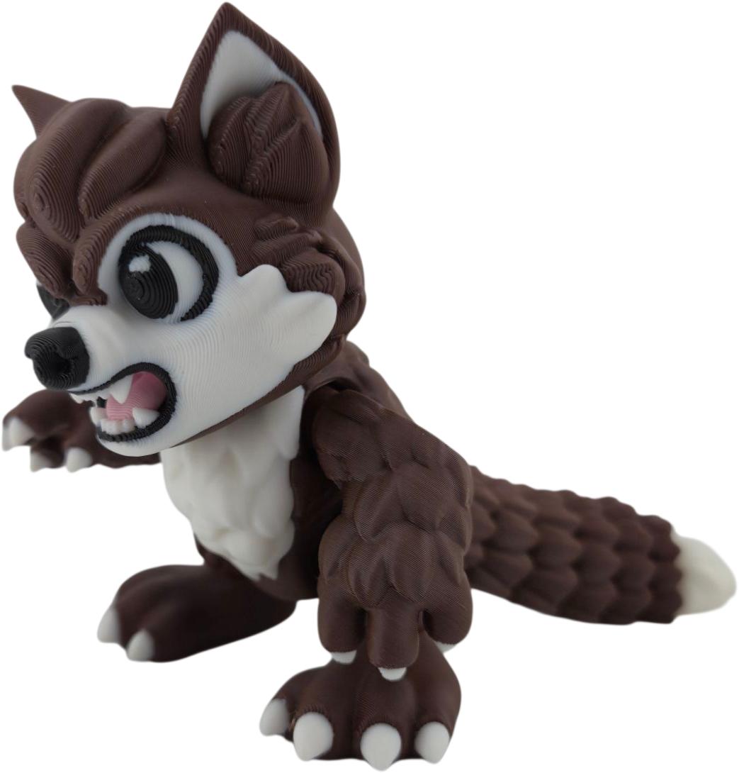 Articulated Werewolf Figure, 4 Inch Brown and White Poseable 3D Printed Character