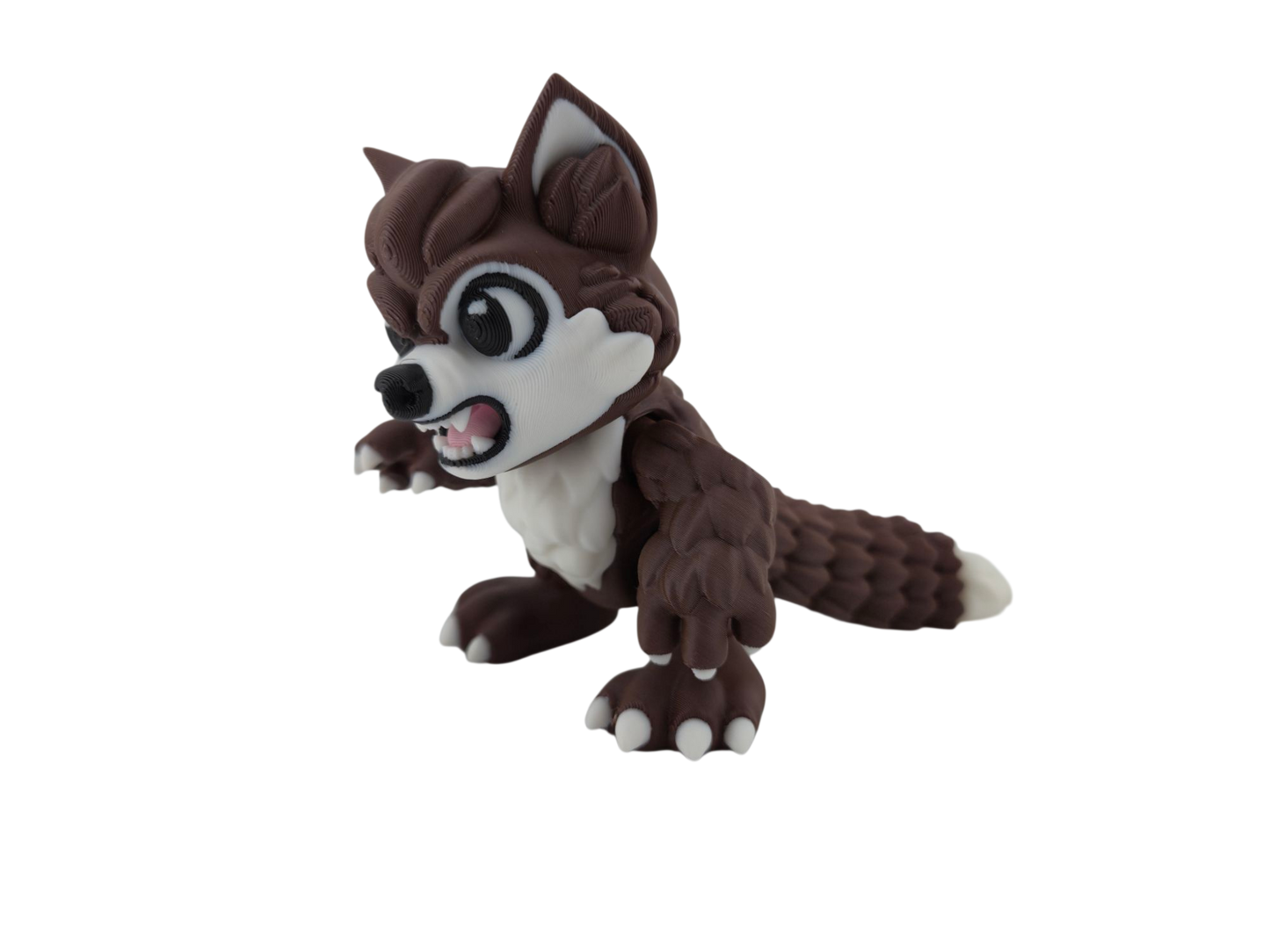 Articulated Werewolf Figure, 4 Inch Brown and White Poseable 3D Printed Character