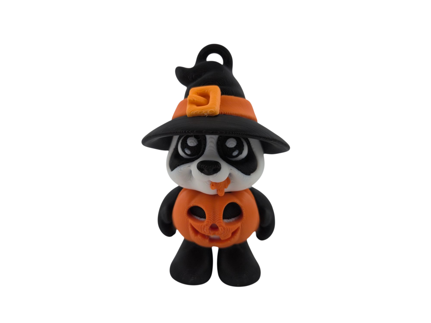 Pumpkin Panda – Halloween Witch Hat Panda Figurine – 3D Printed Articulated Panda – Fall Holiday Decoration – Approx. 3 Inches Tall