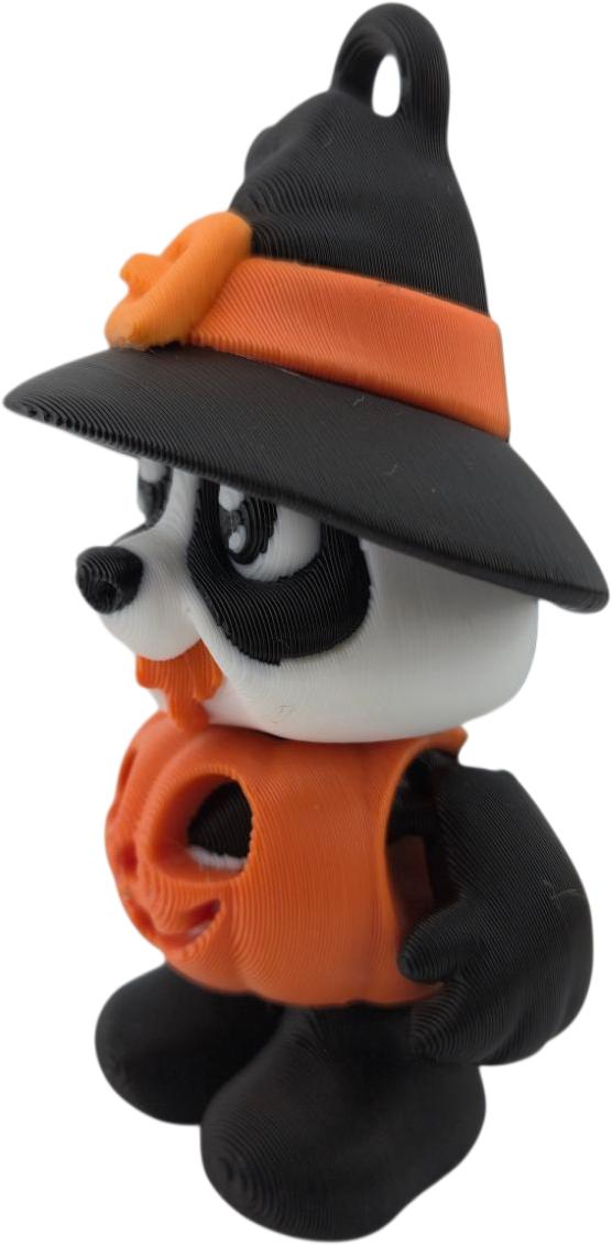 Pumpkin Panda – Halloween Witch Hat Panda Figurine – 3D Printed Articulated Panda – Fall Holiday Decoration – Approx. 3 Inches Tall