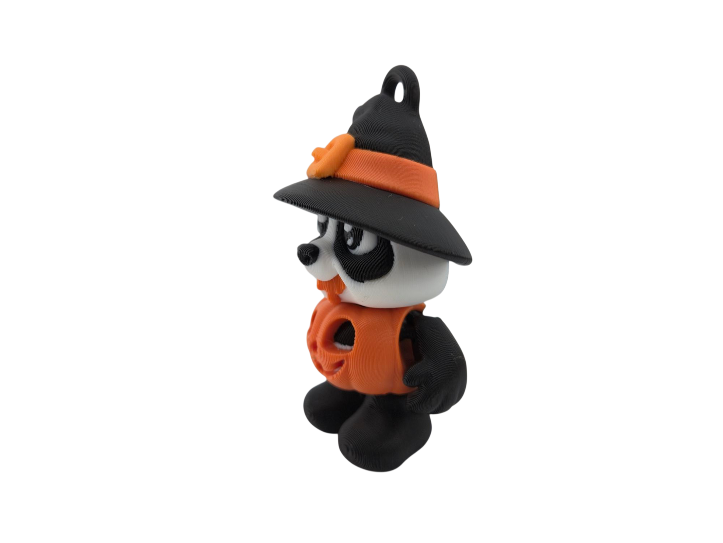Pumpkin Panda – Halloween Witch Hat Panda Figurine – 3D Printed Articulated Panda – Fall Holiday Decoration – Approx. 3 Inches Tall