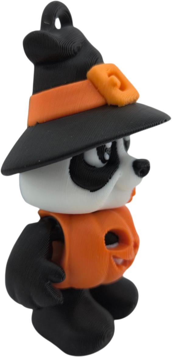 Pumpkin Panda – Halloween Witch Hat Panda Figurine – 3D Printed Articulated Panda – Fall Holiday Decoration – Approx. 3 Inches Tall
