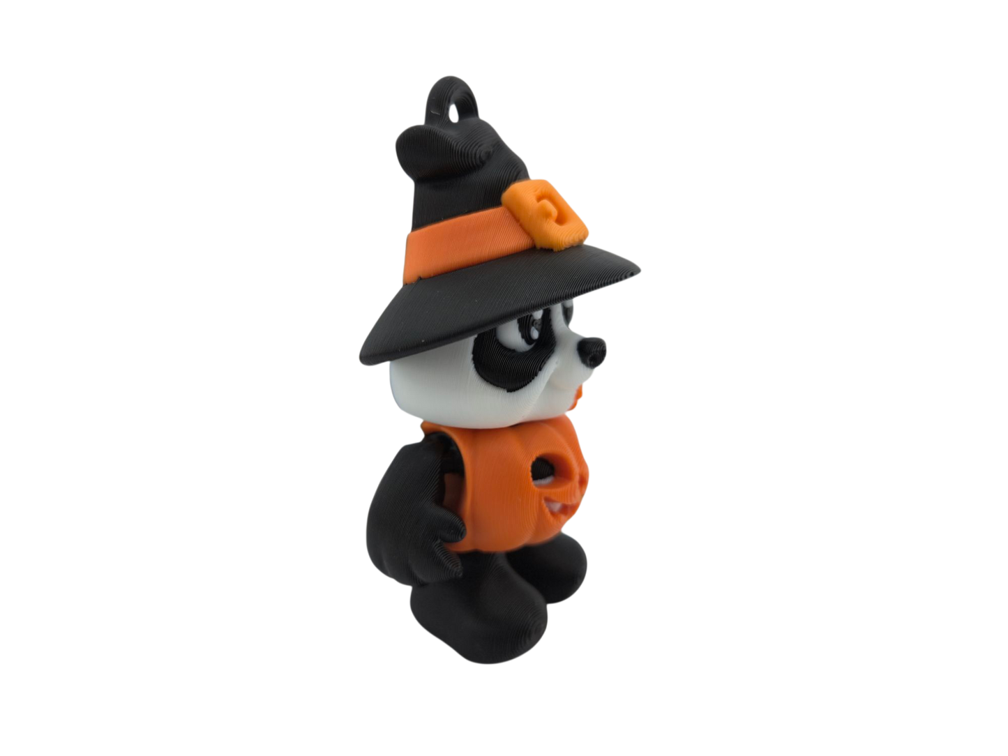 Pumpkin Panda – Halloween Witch Hat Panda Figurine – 3D Printed Articulated Panda – Fall Holiday Decoration – Approx. 3 Inches Tall
