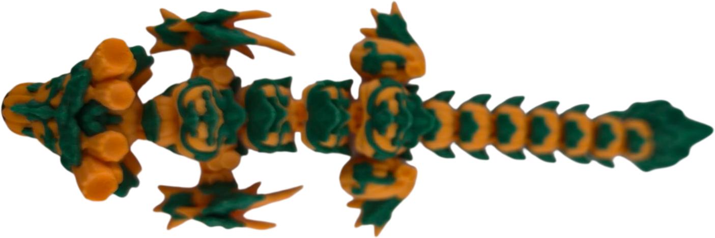 Halloween Dragon Figurine, 6 Inch Articulated Pumpkin Dragon, 3D Printed