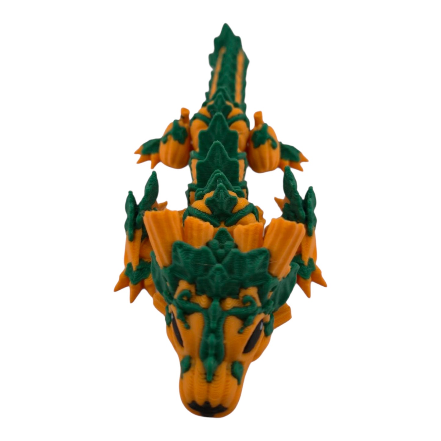 Halloween Dragon Figurine, 6 Inch Articulated Pumpkin Dragon, 3D Printed