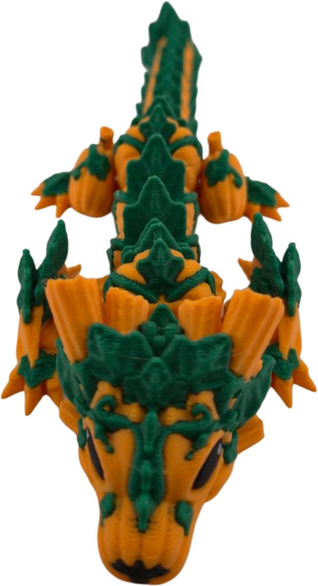 Halloween Dragon Figurine, 6 Inch Articulated Pumpkin Dragon, 3D Printed