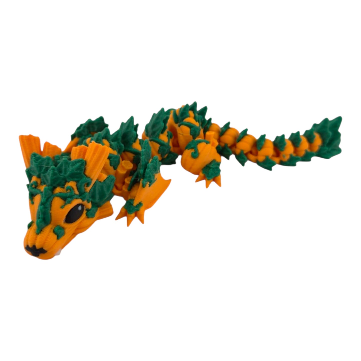 Halloween Dragon Figurine, 6 Inch Articulated Pumpkin Dragon, 3D Printed