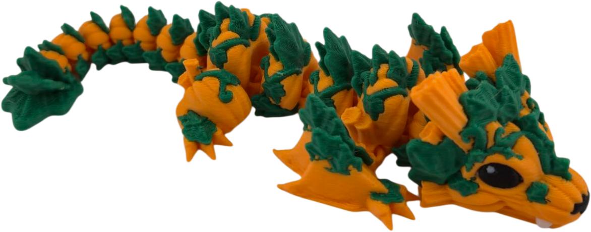 Halloween Dragon Figurine, 6 Inch Articulated Pumpkin Dragon, 3D Printed
