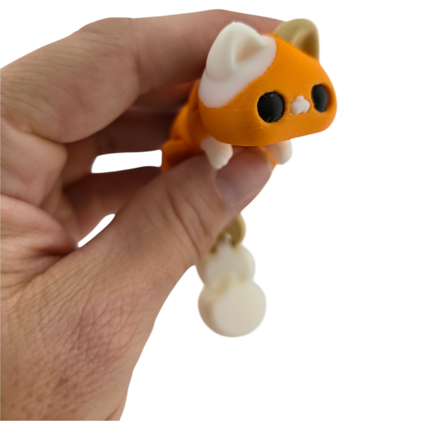 The Geek Galleria Cat – 3D Printed Orange & White Tabby or Calico Figurine with Green Accents