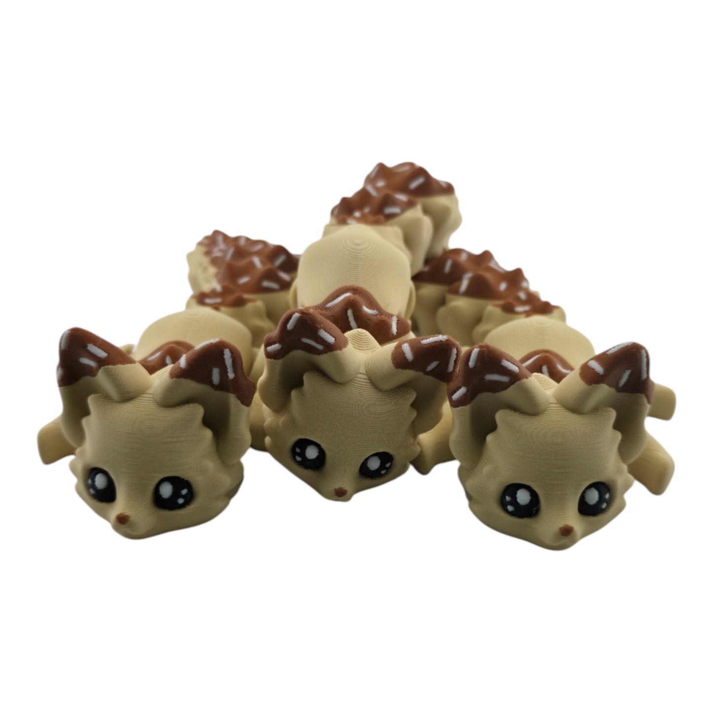 Vanilla Chocolate Dipped Ice Cream Fox – 7.5" Articulated 3D Printed Fantasy Figurine | Sweet Dessert-Inspired Collectible