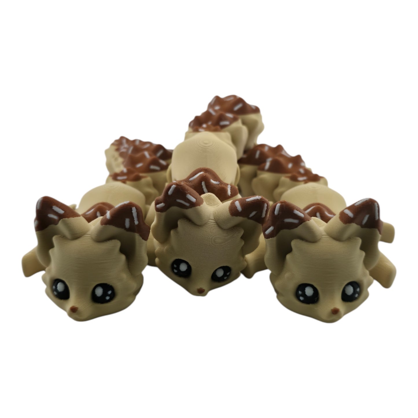 Vanilla Chocolate Dipped Ice Cream Fox – 7.5" Articulated 3D Printed Fantasy Figurine | Sweet Dessert-Inspired Collectible