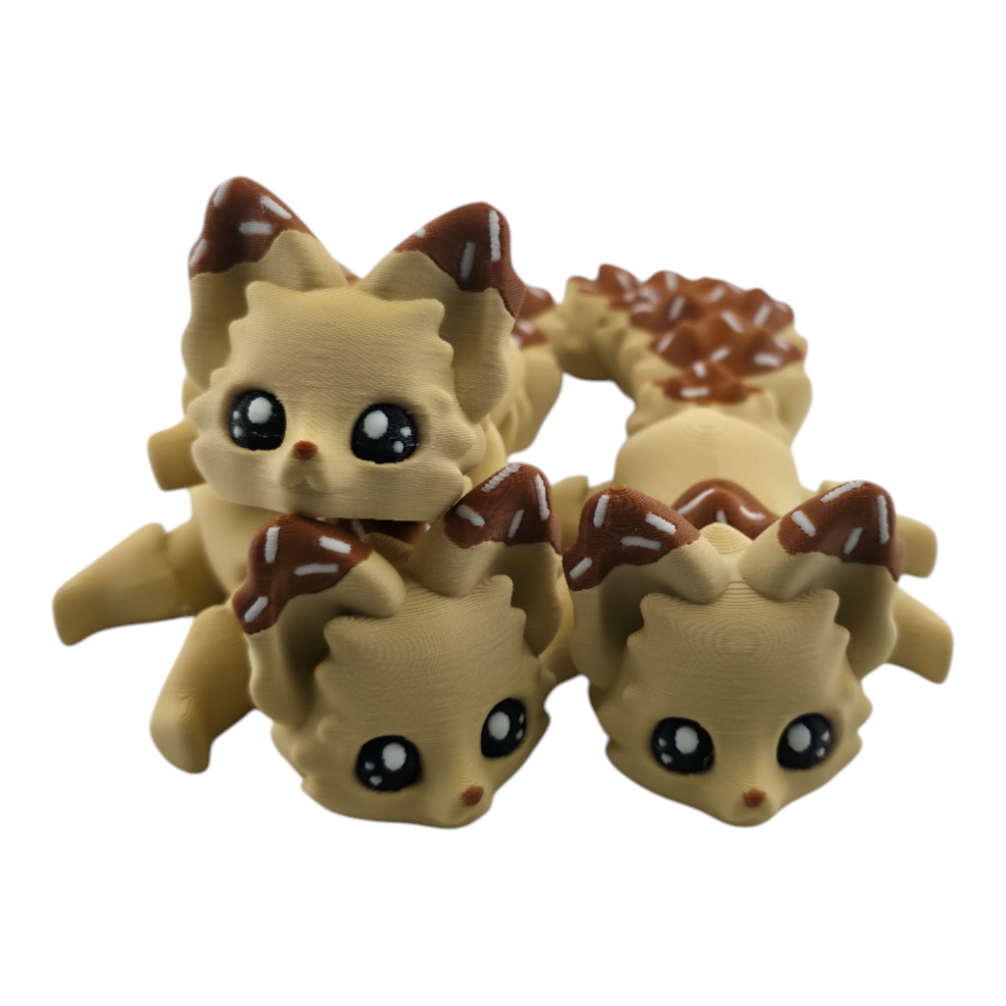 Vanilla Chocolate Dipped Ice Cream Fox – 7.5" Articulated 3D Printed Fantasy Figurine | Sweet Dessert-Inspired Collectible