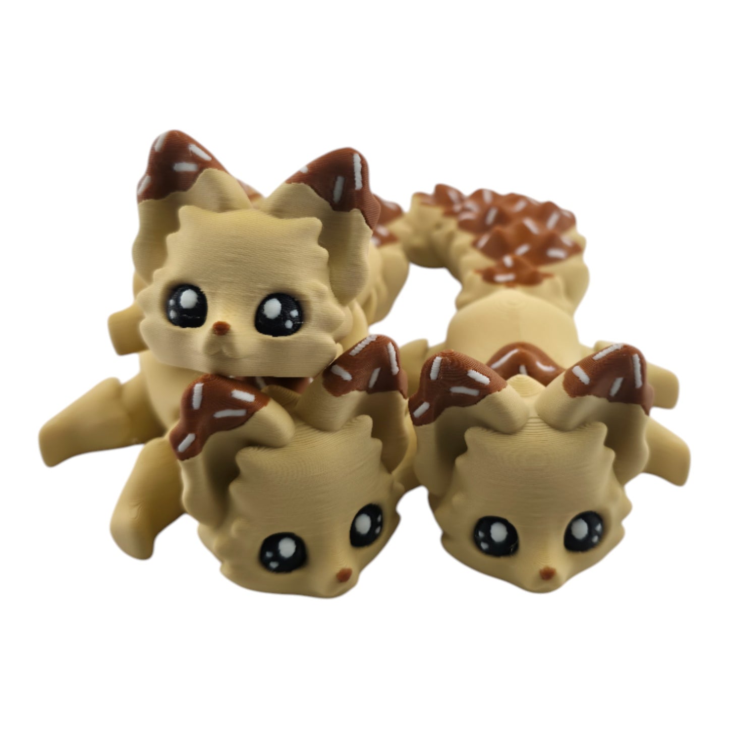 Vanilla Chocolate Dipped Ice Cream Fox – 7.5" Articulated 3D Printed Fantasy Figurine | Sweet Dessert-Inspired Collectible