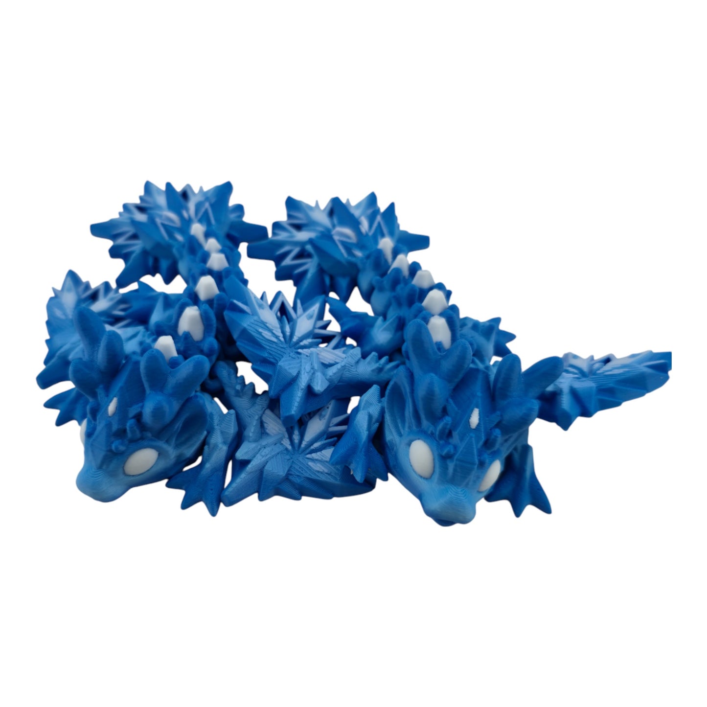 Baby Winter Dragon – Articulated 3D Printed Fantasy Creature | Blue Gradient with White Accents by Cinderwing3D