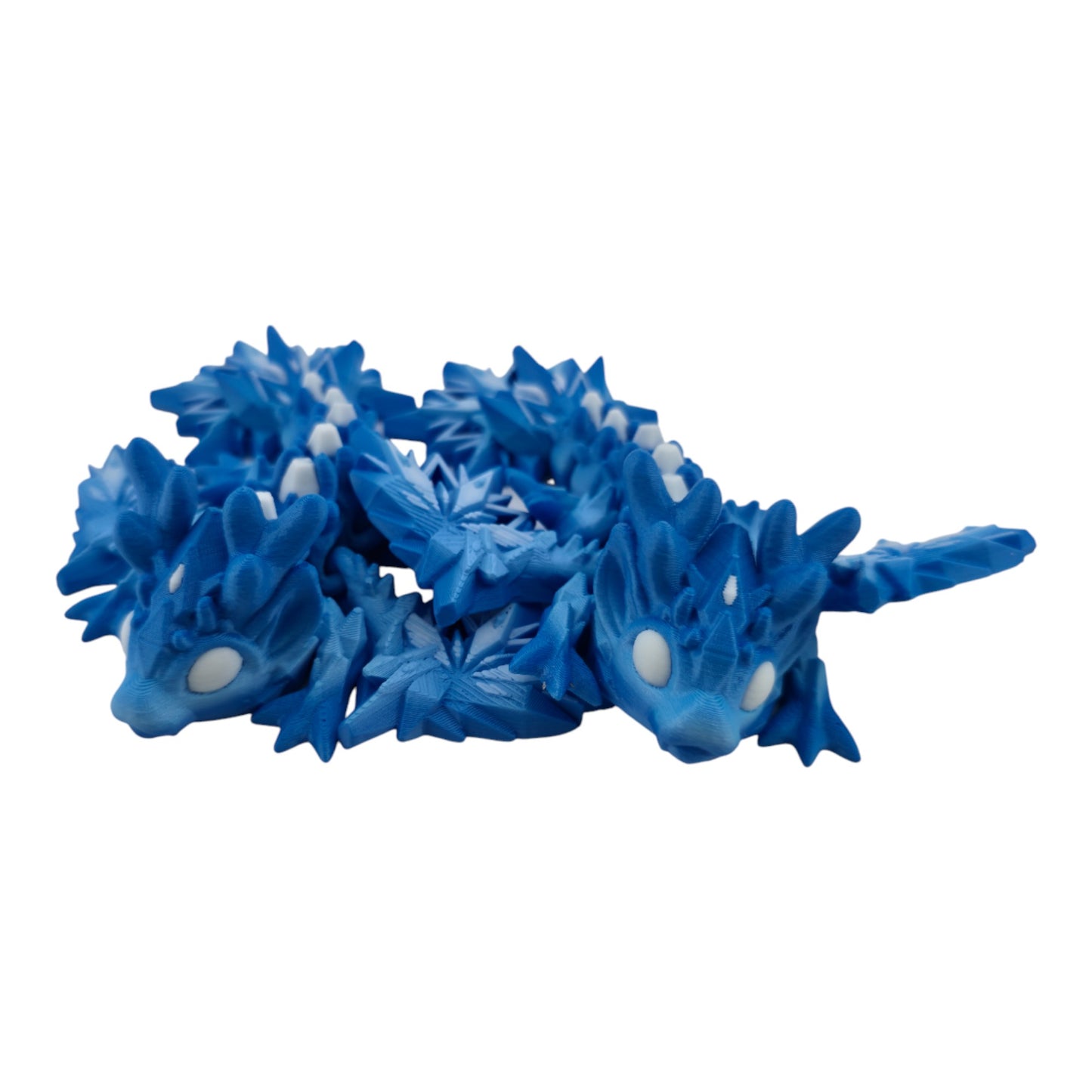 Baby Winter Dragon – Articulated 3D Printed Fantasy Creature | Blue Gradient with White Accents by Cinderwing3D