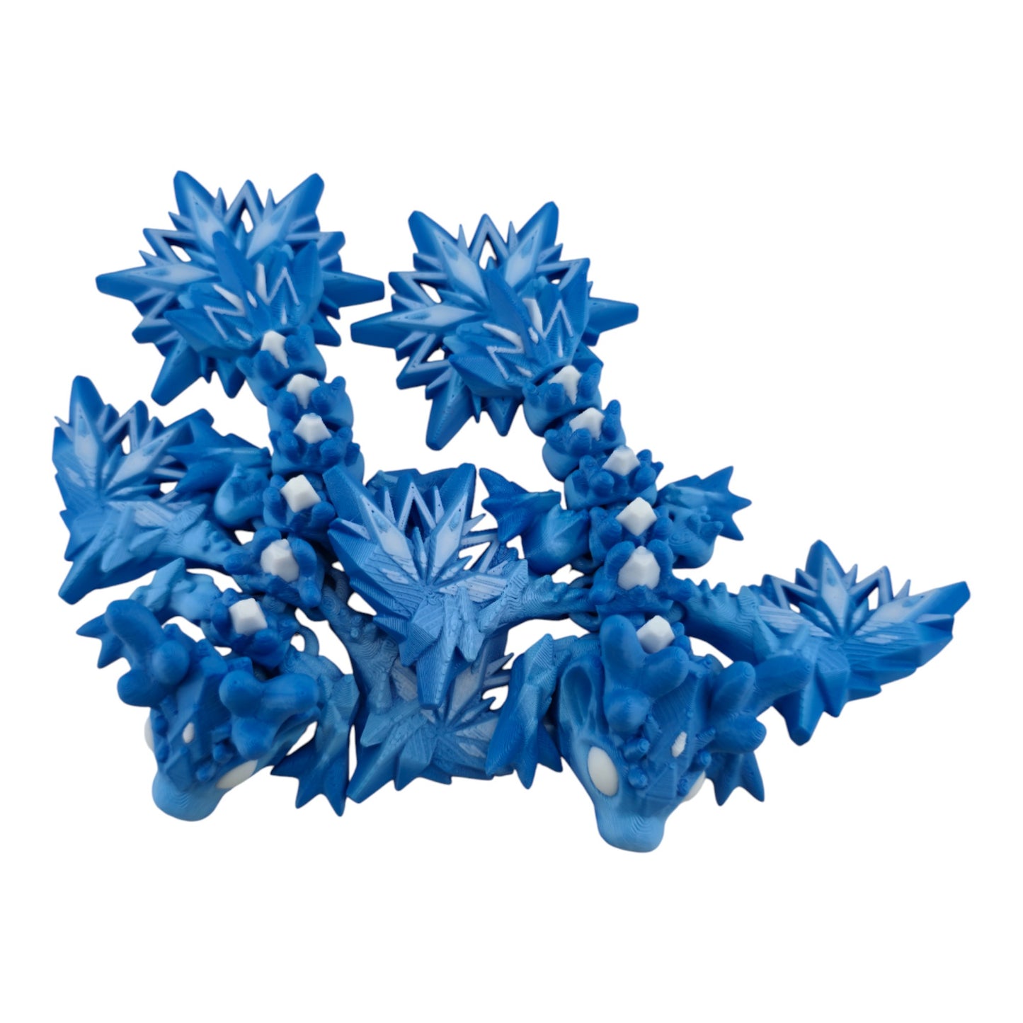 Baby Winter Dragon – Articulated 3D Printed Fantasy Creature | Blue Gradient with White Accents by Cinderwing3D