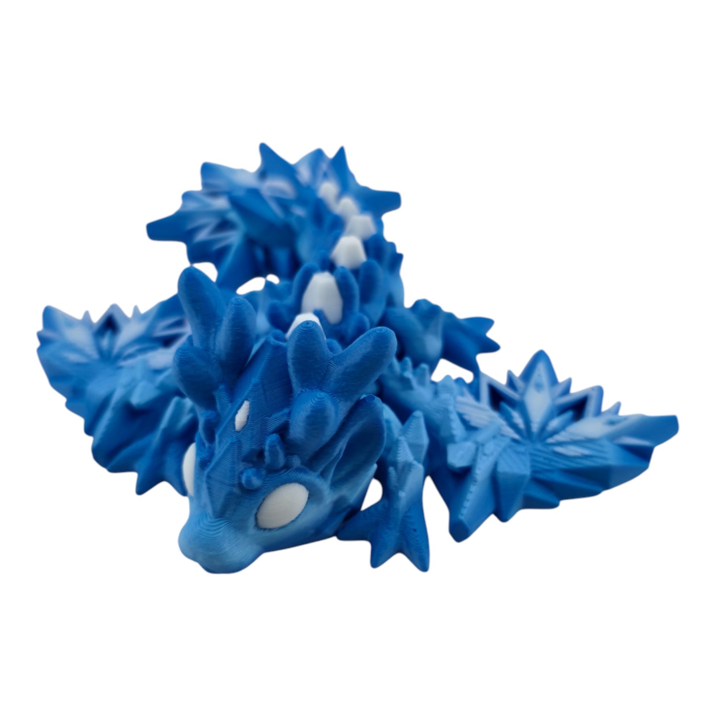 Baby Winter Dragon – Articulated 3D Printed Fantasy Creature | Blue Gradient with White Accents by Cinderwing3D
