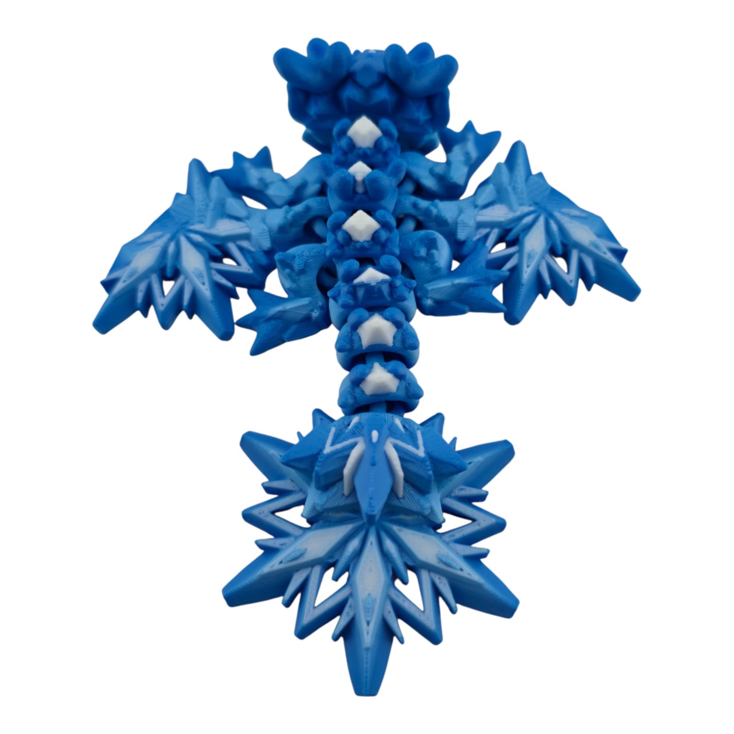 Baby Winter Dragon – Articulated 3D Printed Fantasy Creature | Blue Gradient with White Accents by Cinderwing3D