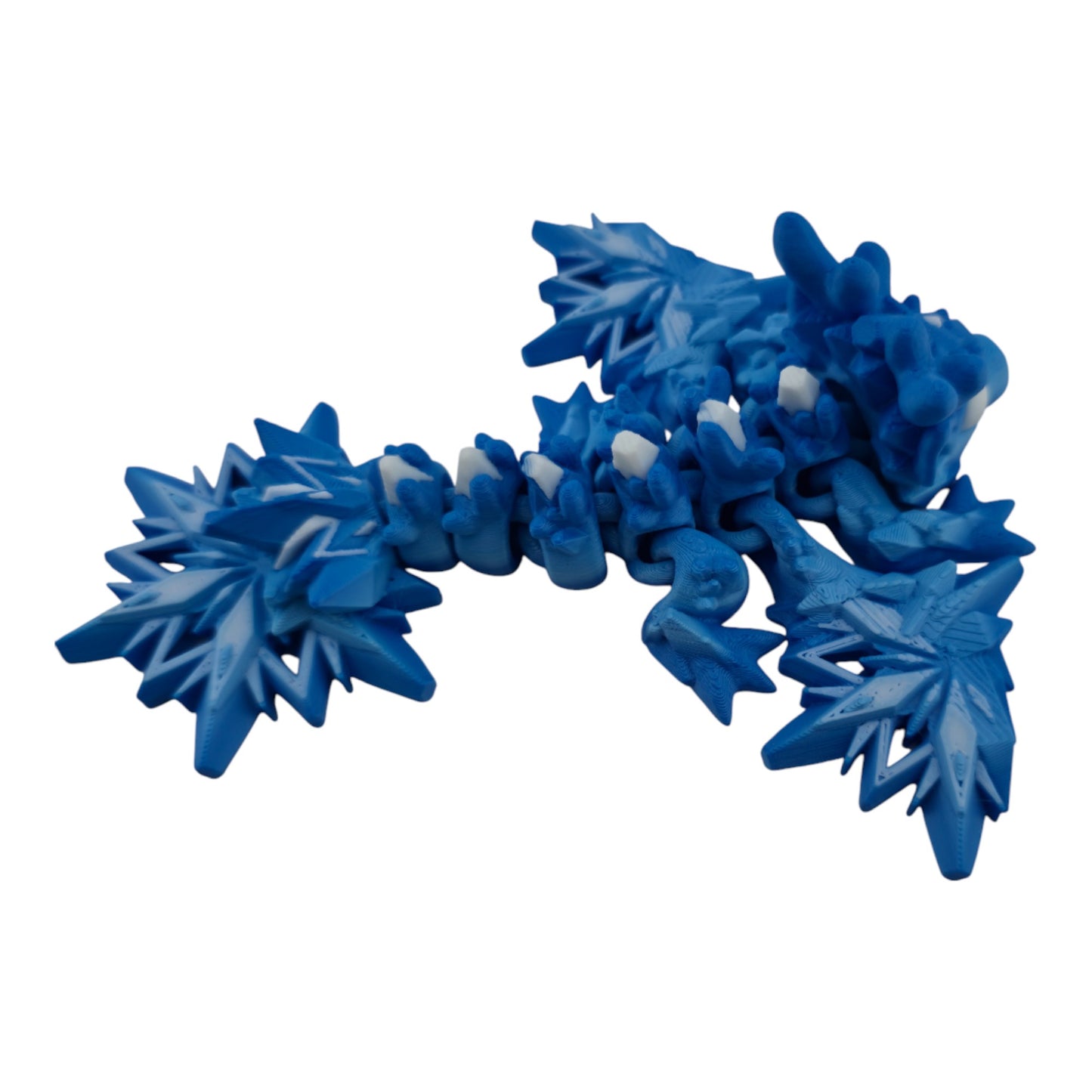 Baby Winter Dragon – Articulated 3D Printed Fantasy Creature | Blue Gradient with White Accents by Cinderwing3D