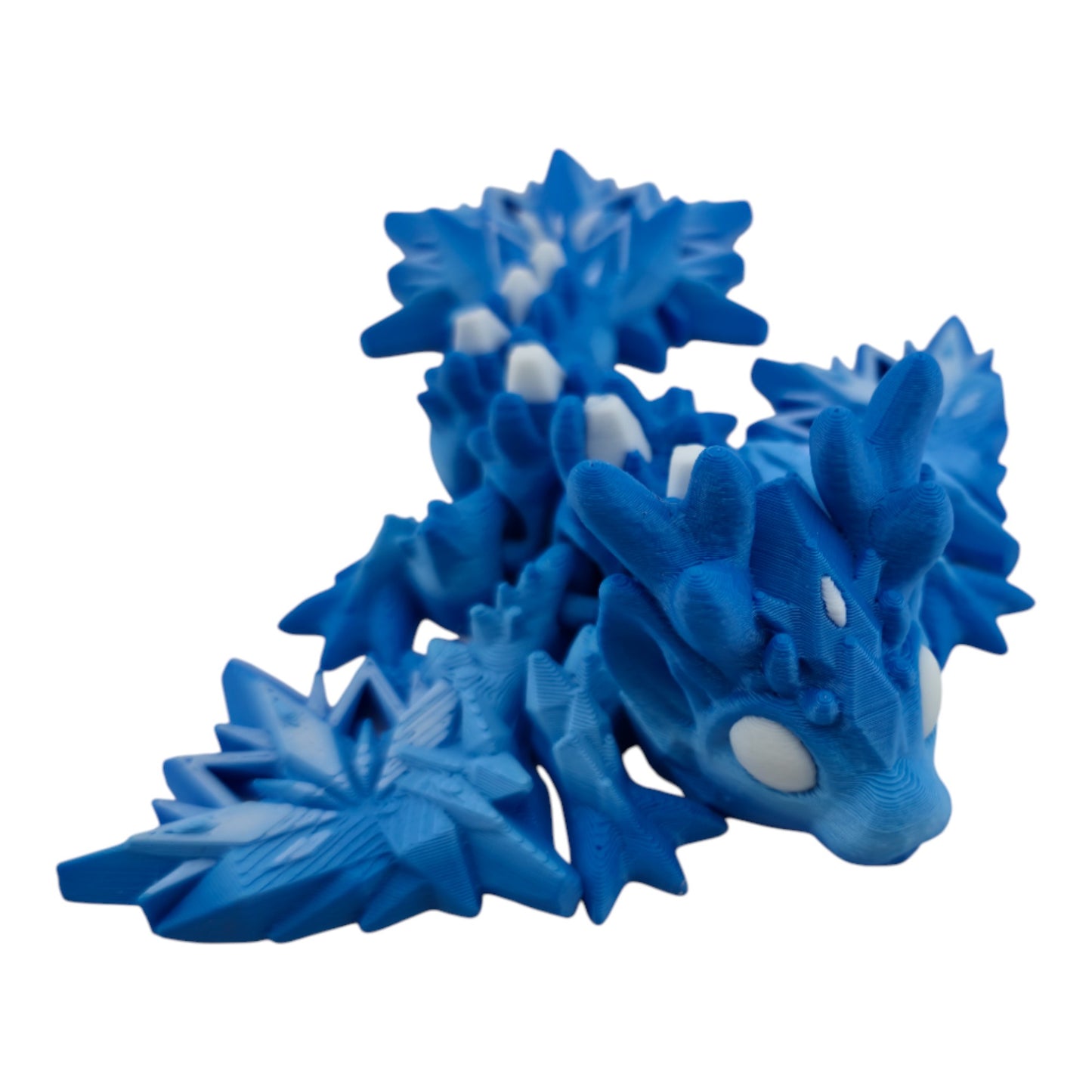 Baby Winter Dragon – Articulated 3D Printed Fantasy Creature | Blue Gradient with White Accents by Cinderwing3D