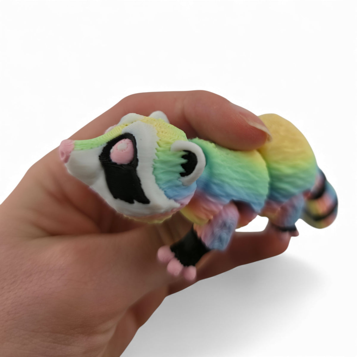 Pastel Rainbow Raccoon 3D printed collectible - view 7