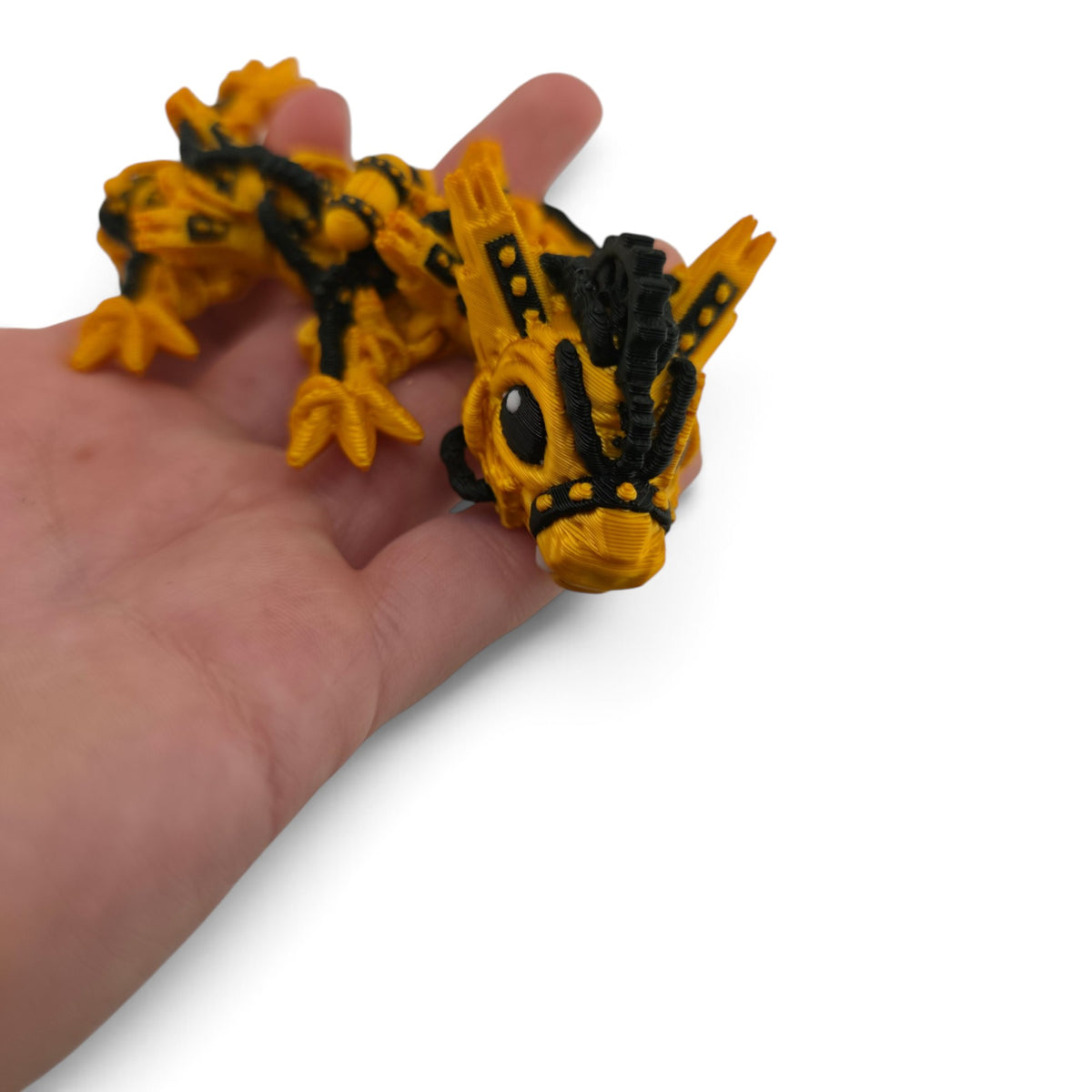 Baby Steampunk Dragon – 6" Gold & Black Articulated Fantasy Collectible | 3D Printed Mechanical-Inspired Desk & Shelf Decor