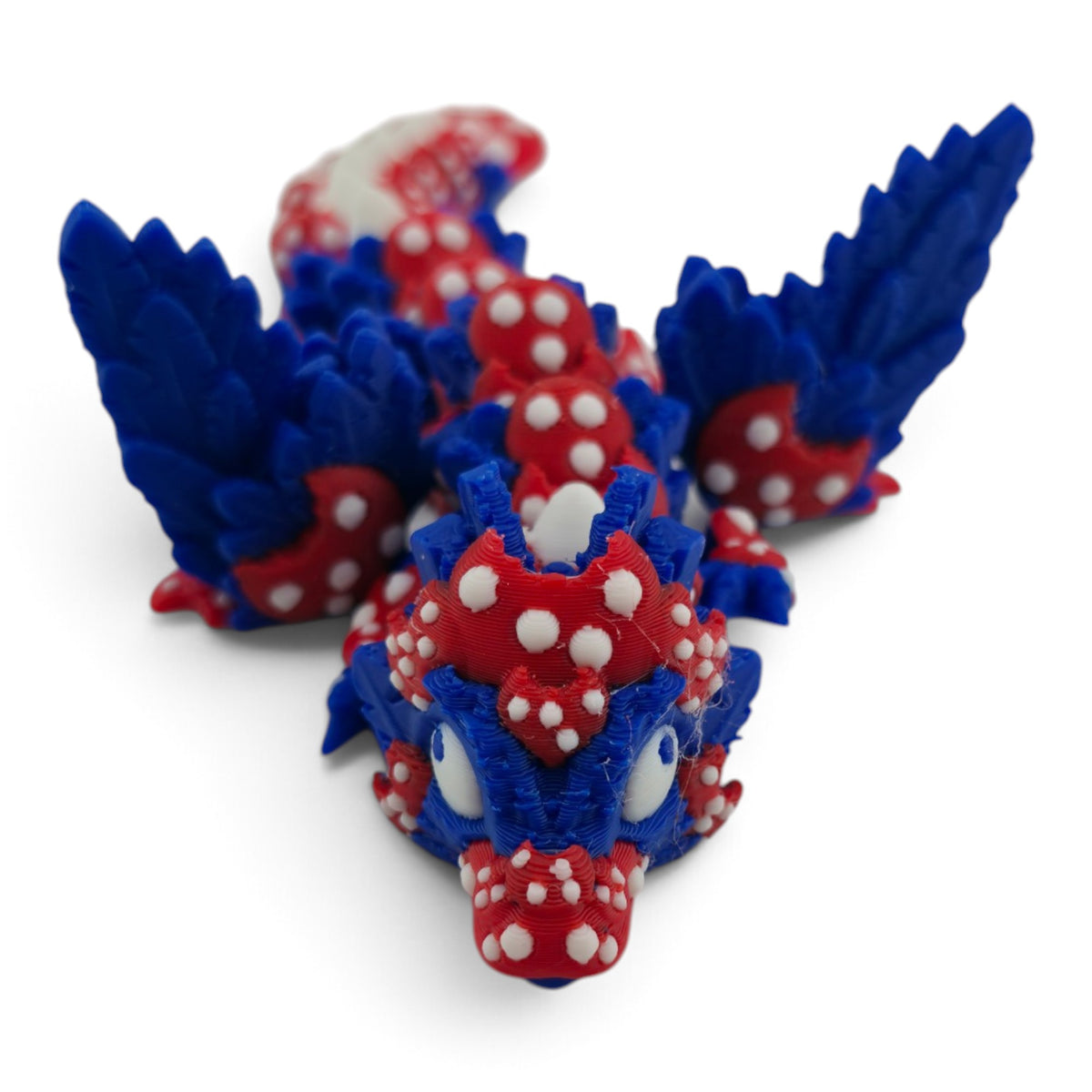 4th of July Cookie Baby Dragon – 6" Red, White & Blue Articulated Fantasy Collectible | 3D Printed Holiday Decor