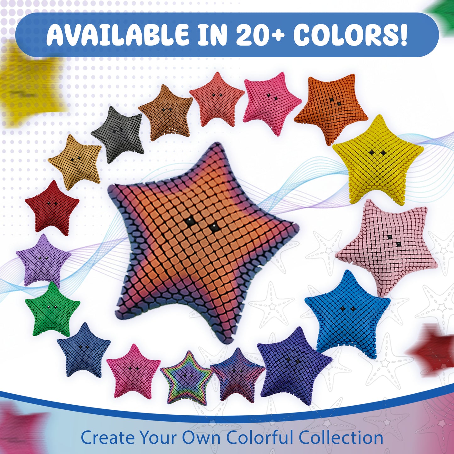 Flexible Pixel Starfish – Large 6.5" Articulated Sea Star Fidget Figure