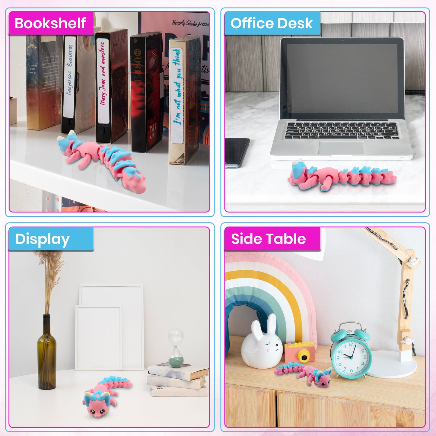 π¦ Carly the Cotton Candy Flexi Fox β 7.5" Articulated Fantasy Desk Decor | 3D-Printed Collectible | Official Layers in Green Design π¨β¨