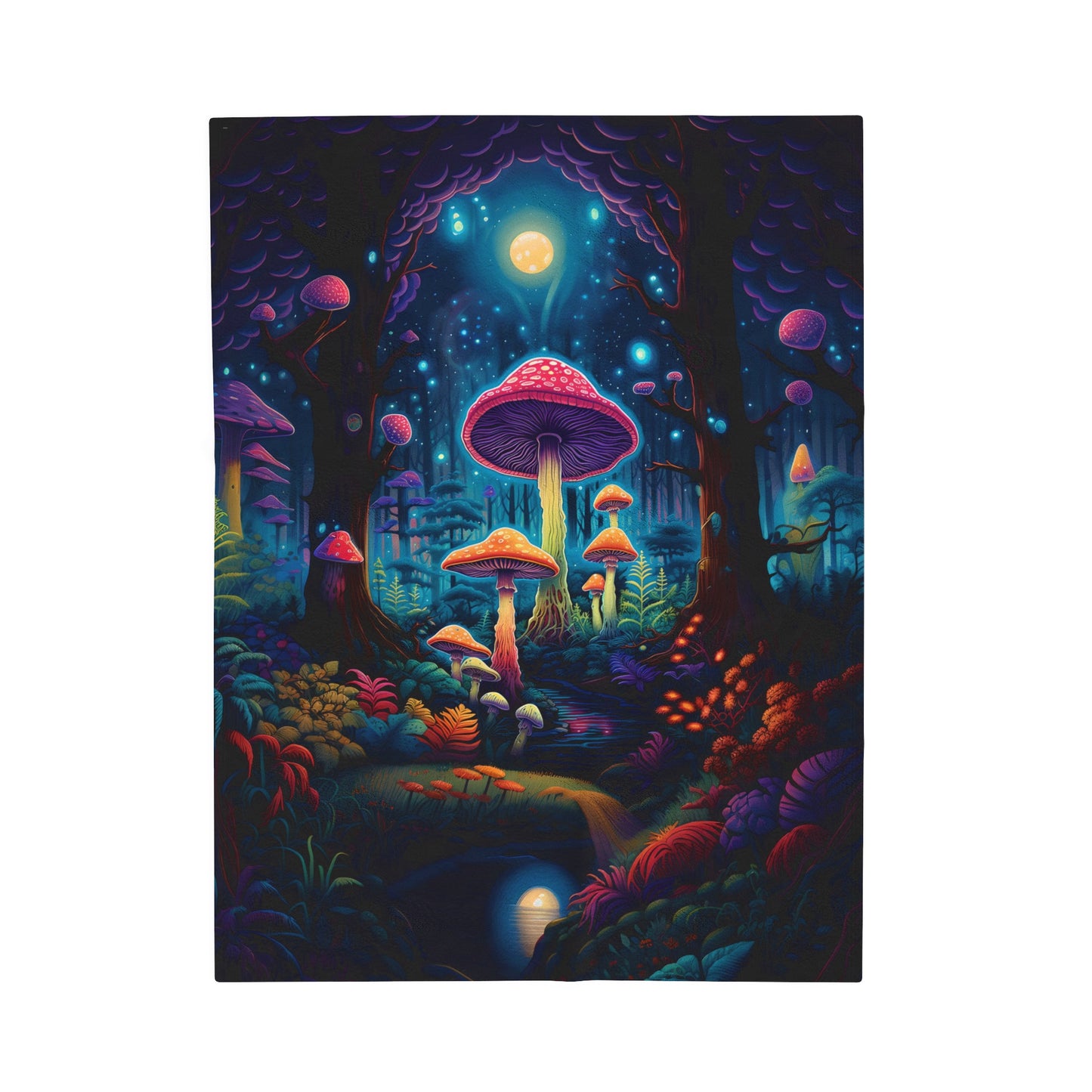 Mystical Mushroom Velveteen Plush Blanket | Witchy & Cottagecore Aesthetic | College Dorm, Living Room | Gift for Birthdays, Christmas