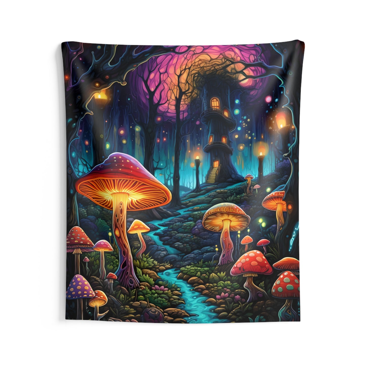 Enchanted Mushroom Forest Tapestry | Witchy & Cottagecore Aesthetic | Unique Wall Art for Dorms, Living Rooms | Gift