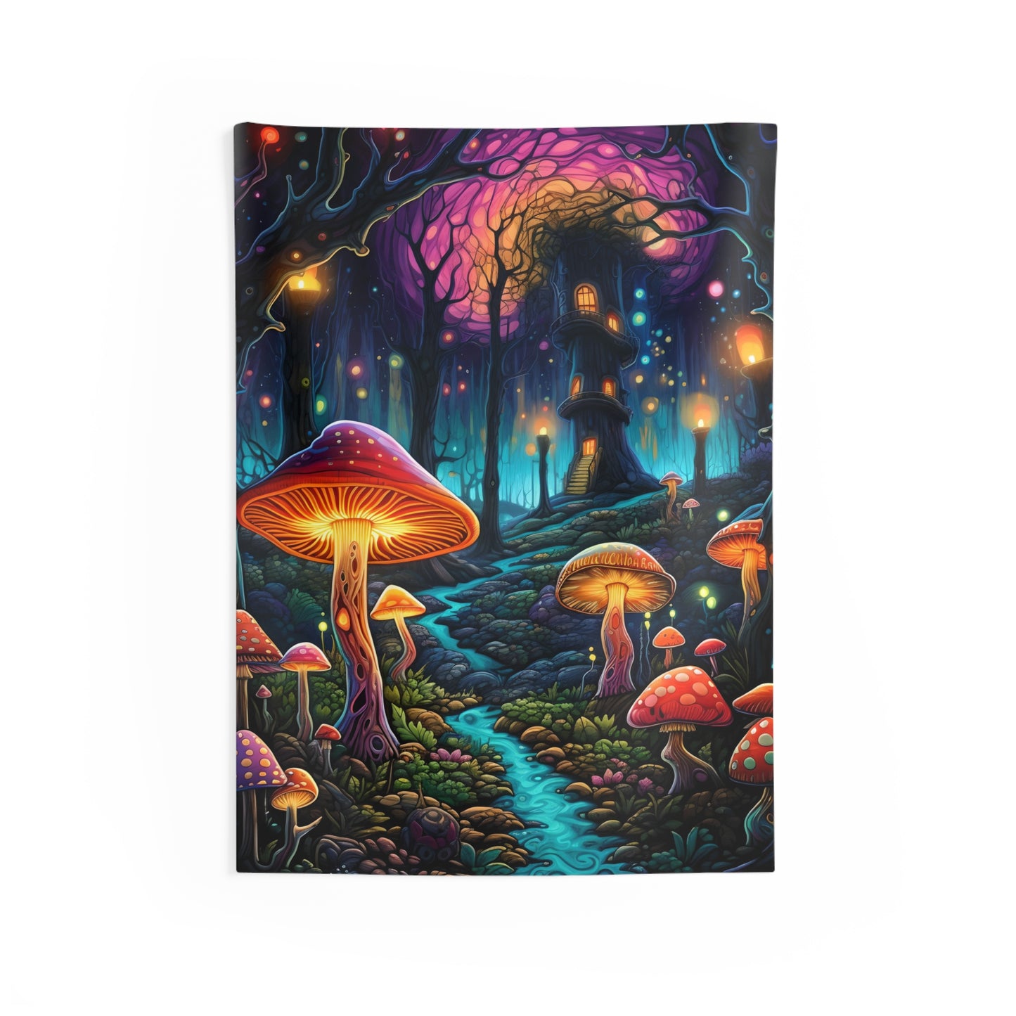Enchanted Mushroom Forest Tapestry | Witchy & Cottagecore Aesthetic | Unique Wall Art for Dorms, Living Rooms | Gift