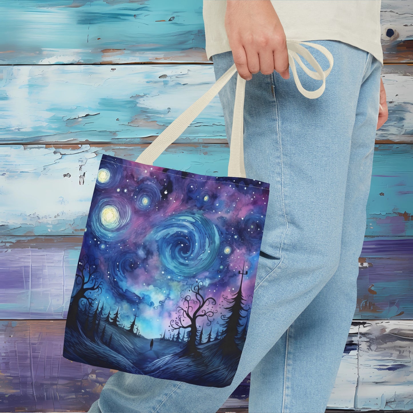 Swirly Sky Landscape Oil Painting Tote Bag